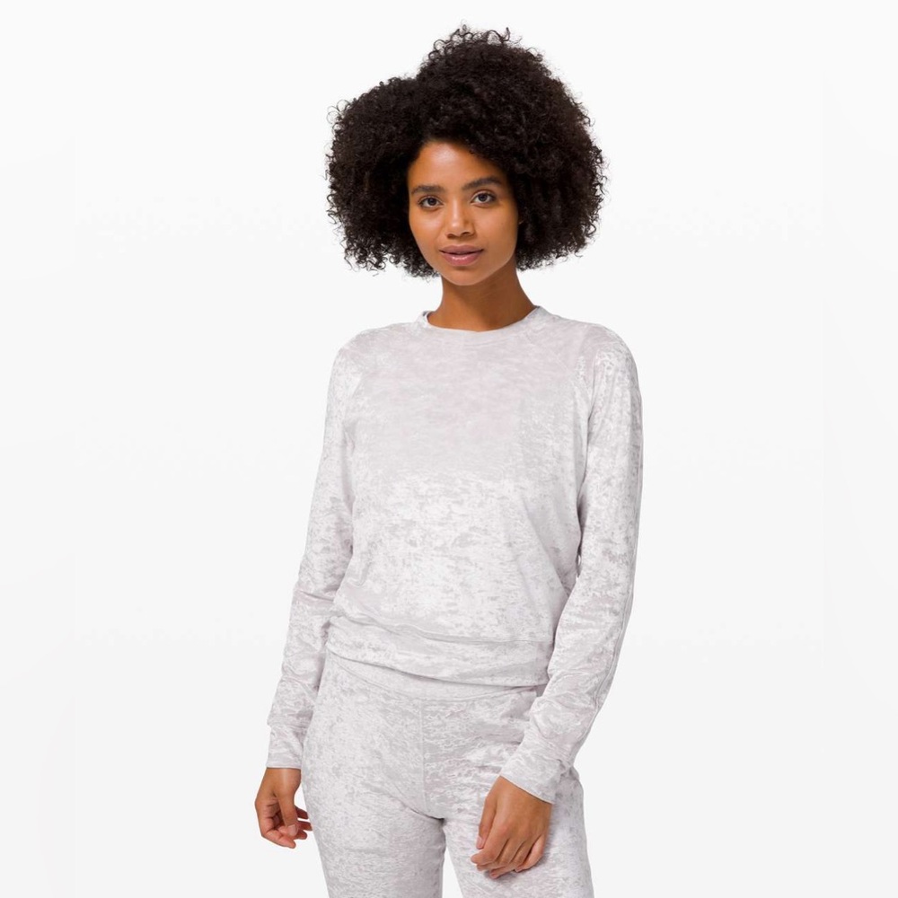 NWT lululemon Warm Down Crew Crushed Velvet Chrome